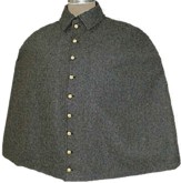 Confederate Officers Cape in medium grey with caprain's collar insignia, American Civil War Military uniform Clothing