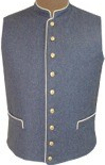 C.S. Civil War Military Standing Collar Vest - cadet grey with buff piping, American Civil War Uniforms