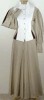 Fitted Blouse and Riding Skirt outfit in khaki and cream with black trim, Ladies (1912 on - zipper)