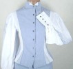 Fitted Blouse in light blue and white with blue and white stripe trim, Ladies (1900s)