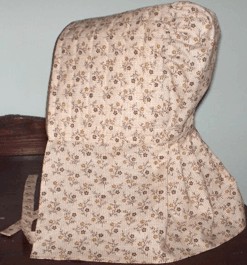Girls Long quilted bonnet, 19th Century (1800s) Girls Accessories