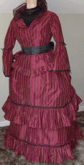 Ladies 1870s Day or Evening Bustle Dress of Silk Upholstery material, front view