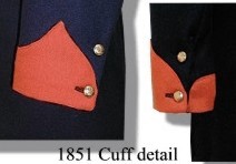 U.S. M1851 Enlisted Dress Coat - Cuff detail, Post Mexican War