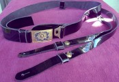 Cavalry Officer's Dress Sabre Belt, Regulation Black Enameled Leather