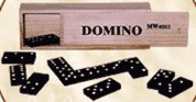 Wooden Dominos in wooden box