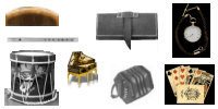 Props for American Civil War Military & Civilians: leathergoods, personal items, musical instruments. view cameras, etc.
